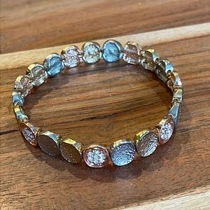 Chico's Silver, Gold, & Rose Gold Rhinestoned Bracelet